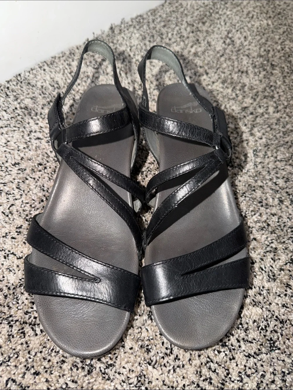 Dansko Addyson Wedge Sandals Black Women's Size 42